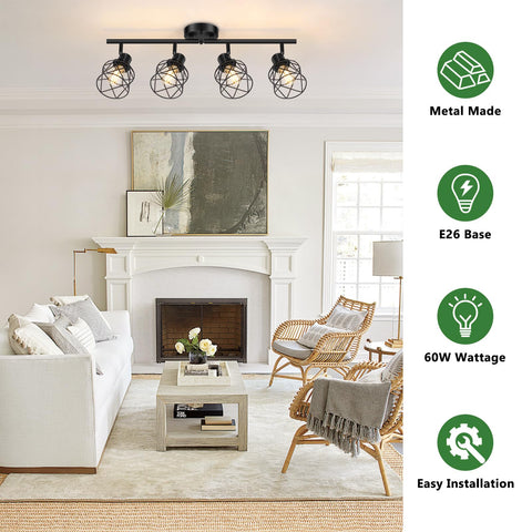 Baocuz matte black metal cage design adds modern farmhouse style.