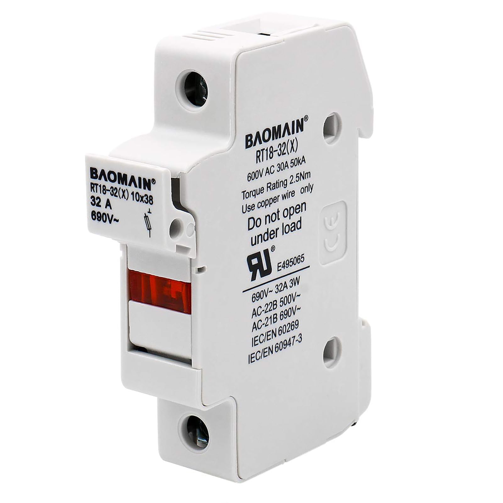 RT18-32 fuses compatibility with Baomain holder (10x38mm).