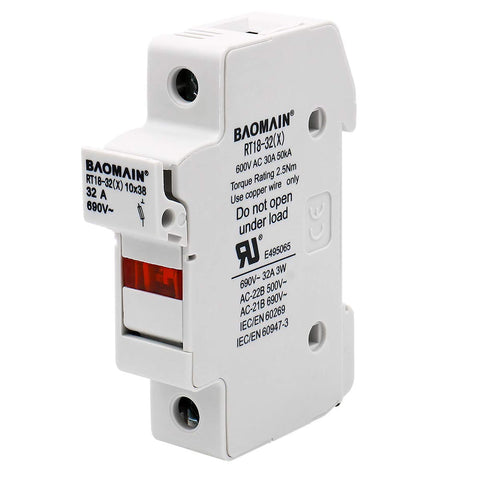RT18-32 fuses compatibility with Baomain holder (10x38mm).