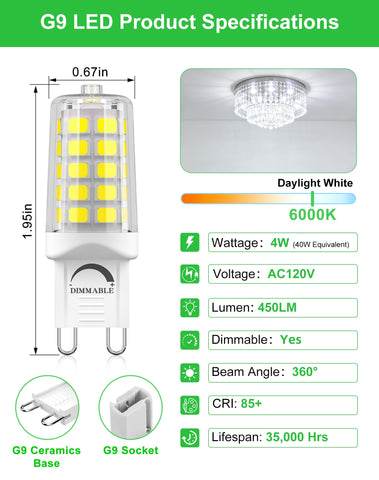 BAOMING G9 LED bulb 6000K glow lights spaces with crisp daylight clarity