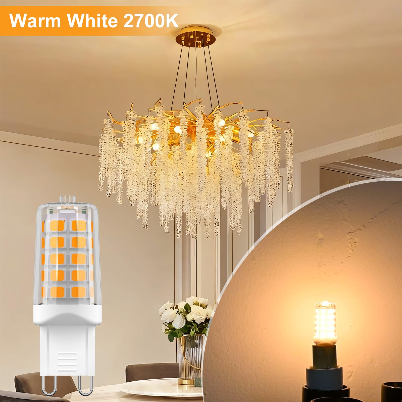 BAOMING G9 LED bulb creates soft warm light in bedrooms