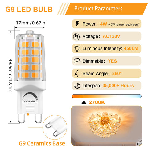 BAOMING G9 LED bulb ceramic base supports heat resistance and easy install