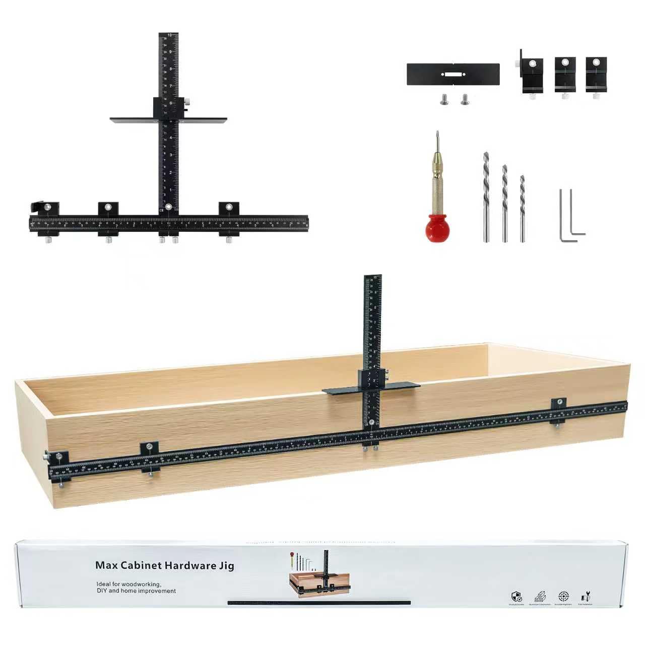BaoNeedy 44-inch cabinet jig side view enabling precise alignment.