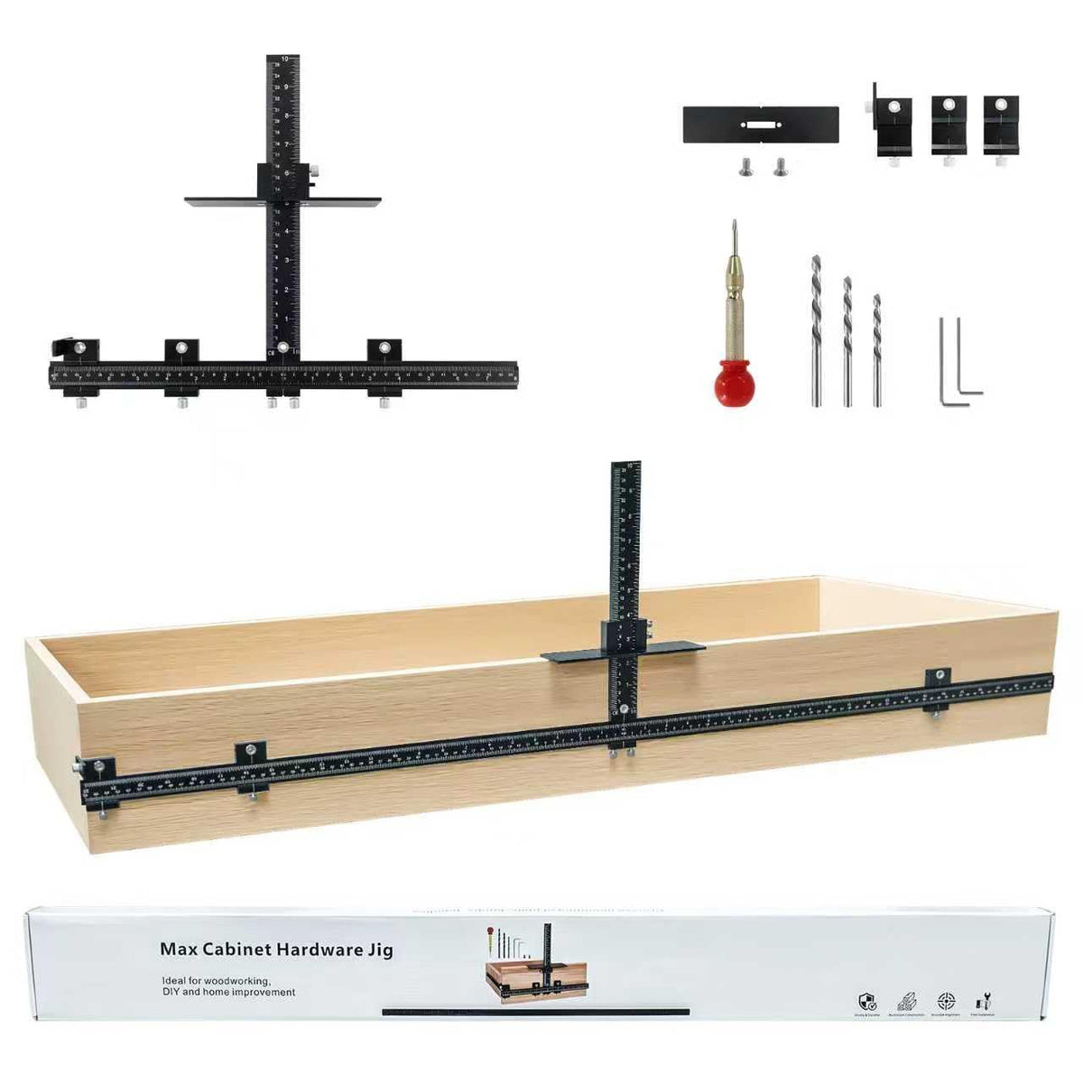 BaoNeedy 44-inch cabinet jig side view enabling precise alignment.