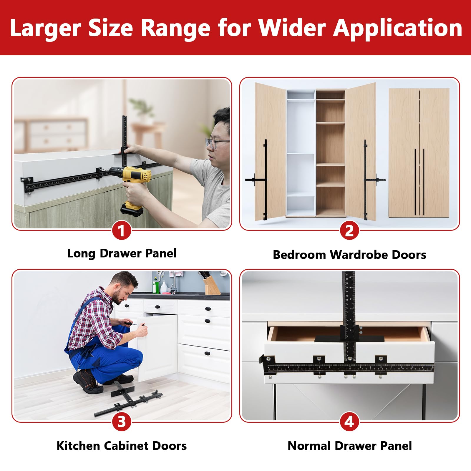 BaoNeedy aluminum cabinet template protects surfaces during drilling.