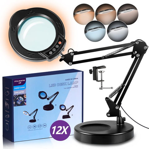Baoomalongly 12x magnifying glass with light for detailed inspection