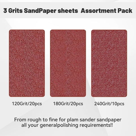 BAOSTC sandpaper sheets 4-1/2x5-1/2 inches showcase 120, 180, and 240 grits.
