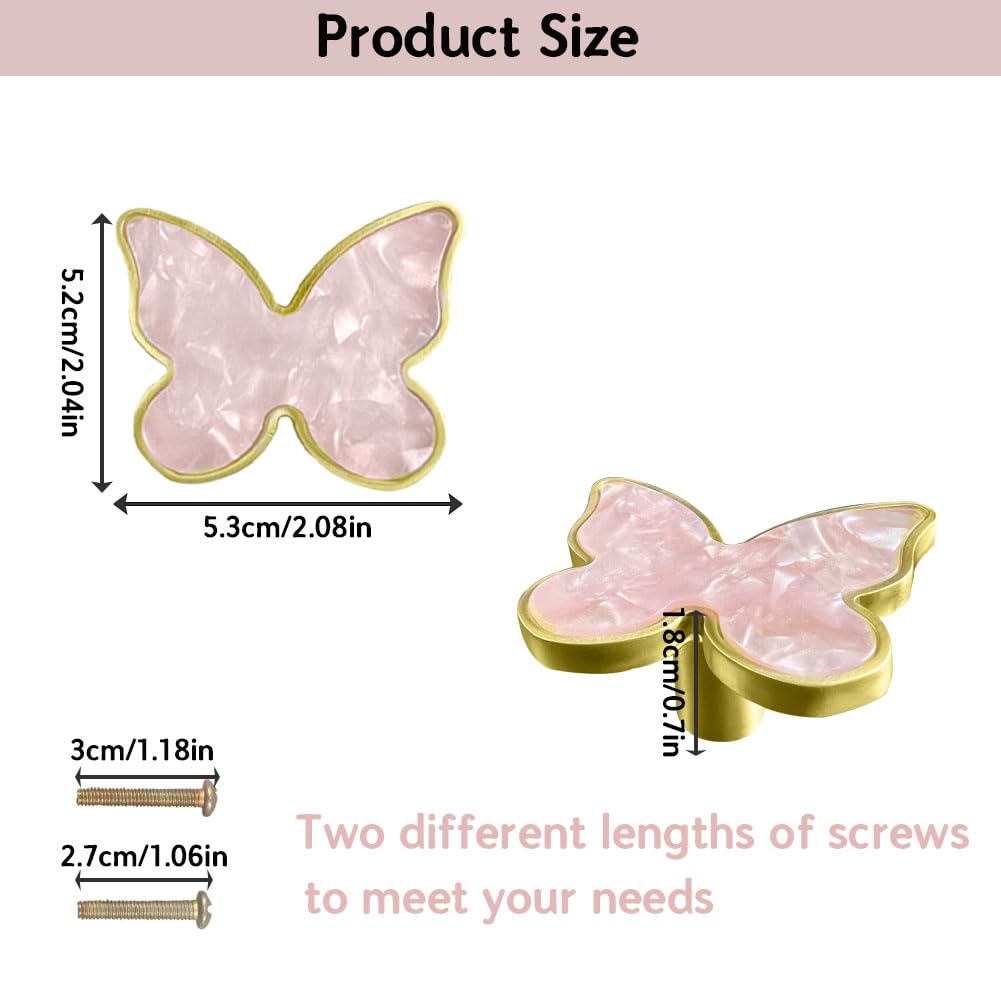 BAOTXHBR butterfly knob pink gold suits drawers with quick install