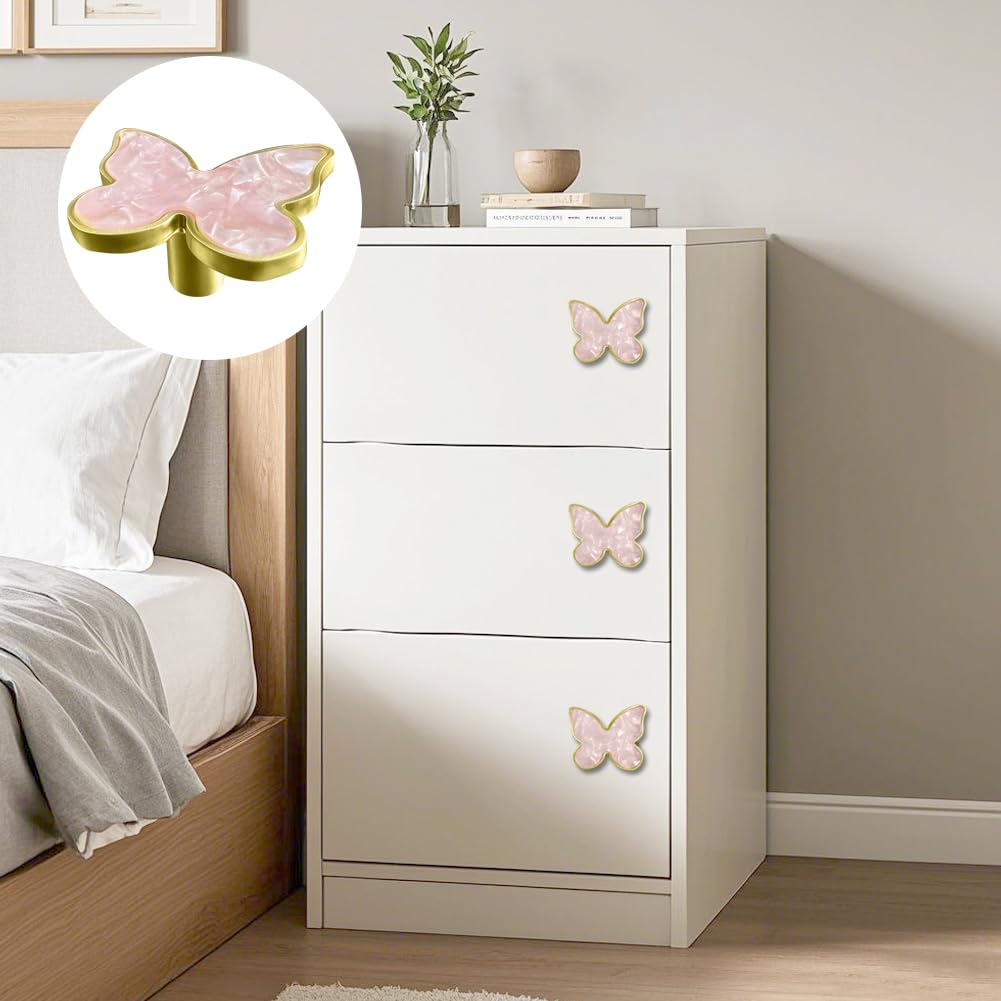 BAOTXHBR pink gold butterfly knob on wardrobe for upgraded look