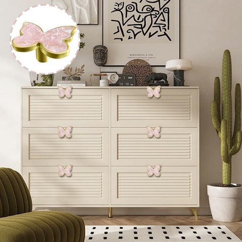 BAOTXHBR butterfly knob pink gold ideal for dressers and shelves