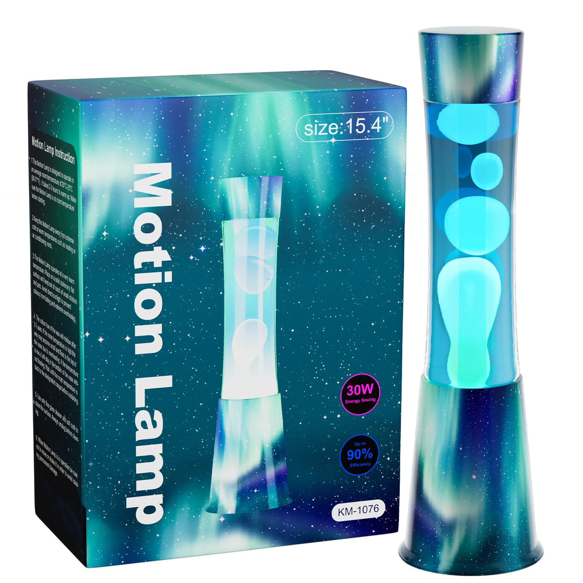 BAPOLE Aurora Blue Liquid Motion Lamp front-view visual creates a soothing ambiance
