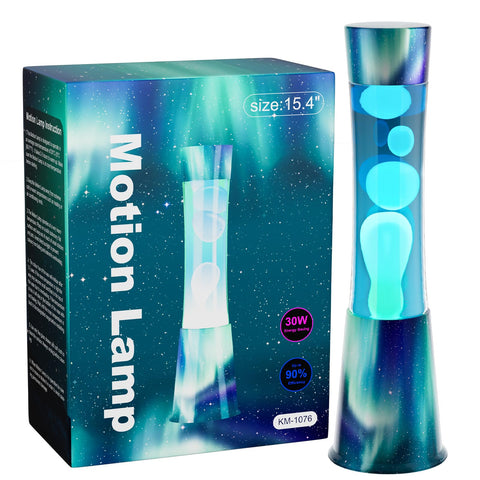 BAPOLE Aurora Blue Liquid Motion Lamp front-view visual creates a soothing ambiance