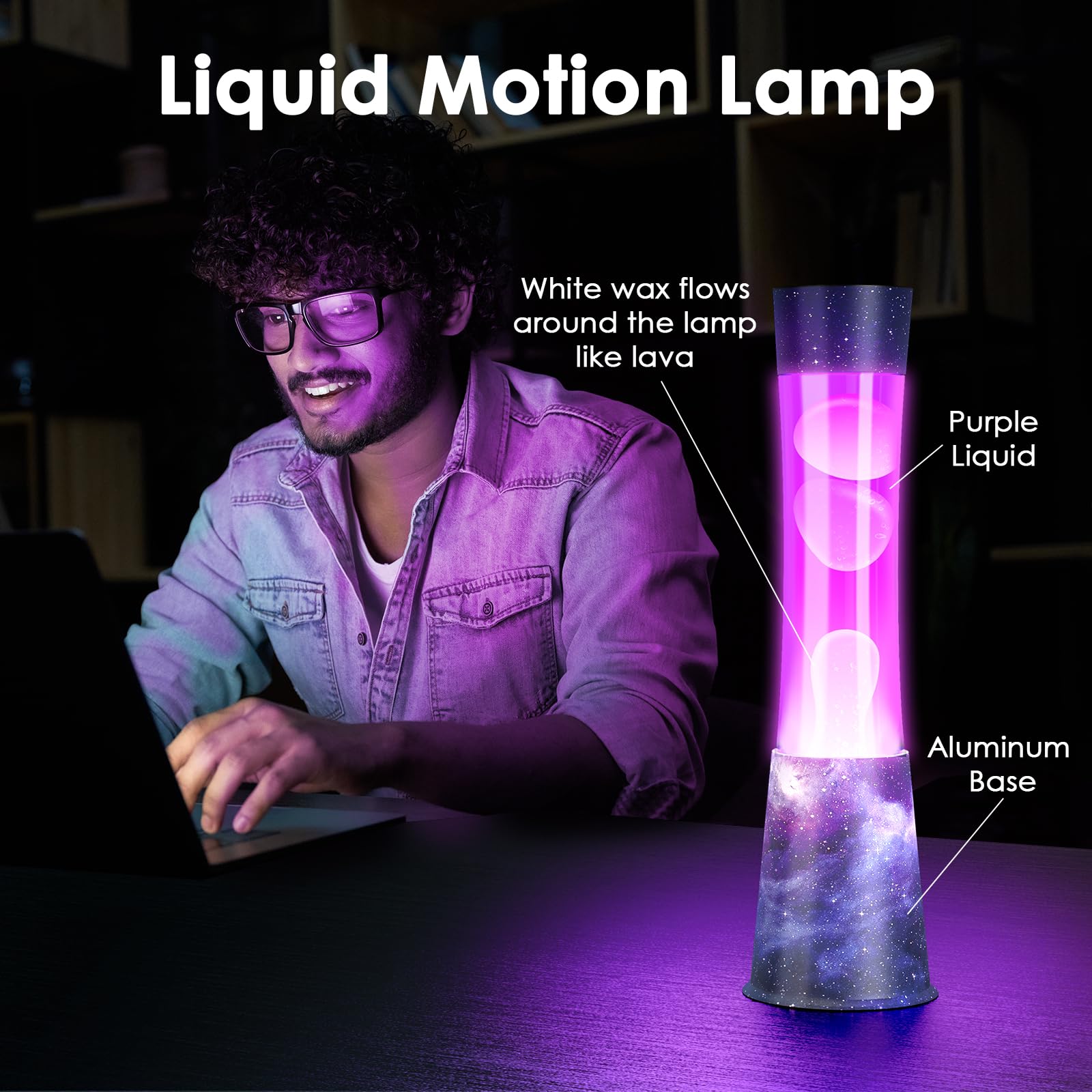BAPOLE Liquid Motion Lamp features an Aurora pattern for desk or shelf lighting.