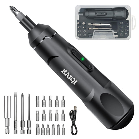 BAQI mini screwdriver shown with a compact design for precise electronics projects.