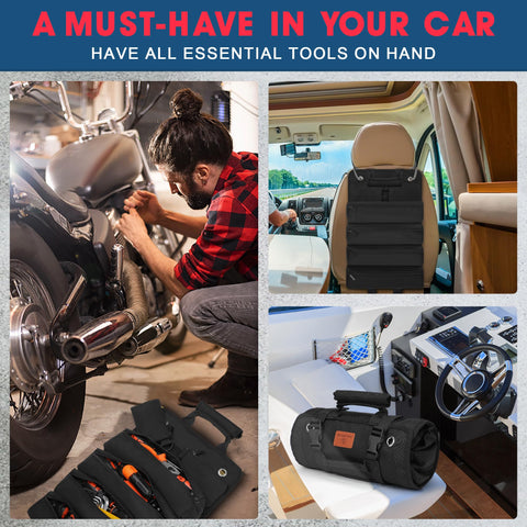 BAQRAXIA tool bag uses durable water-resistant Oxford fabric.