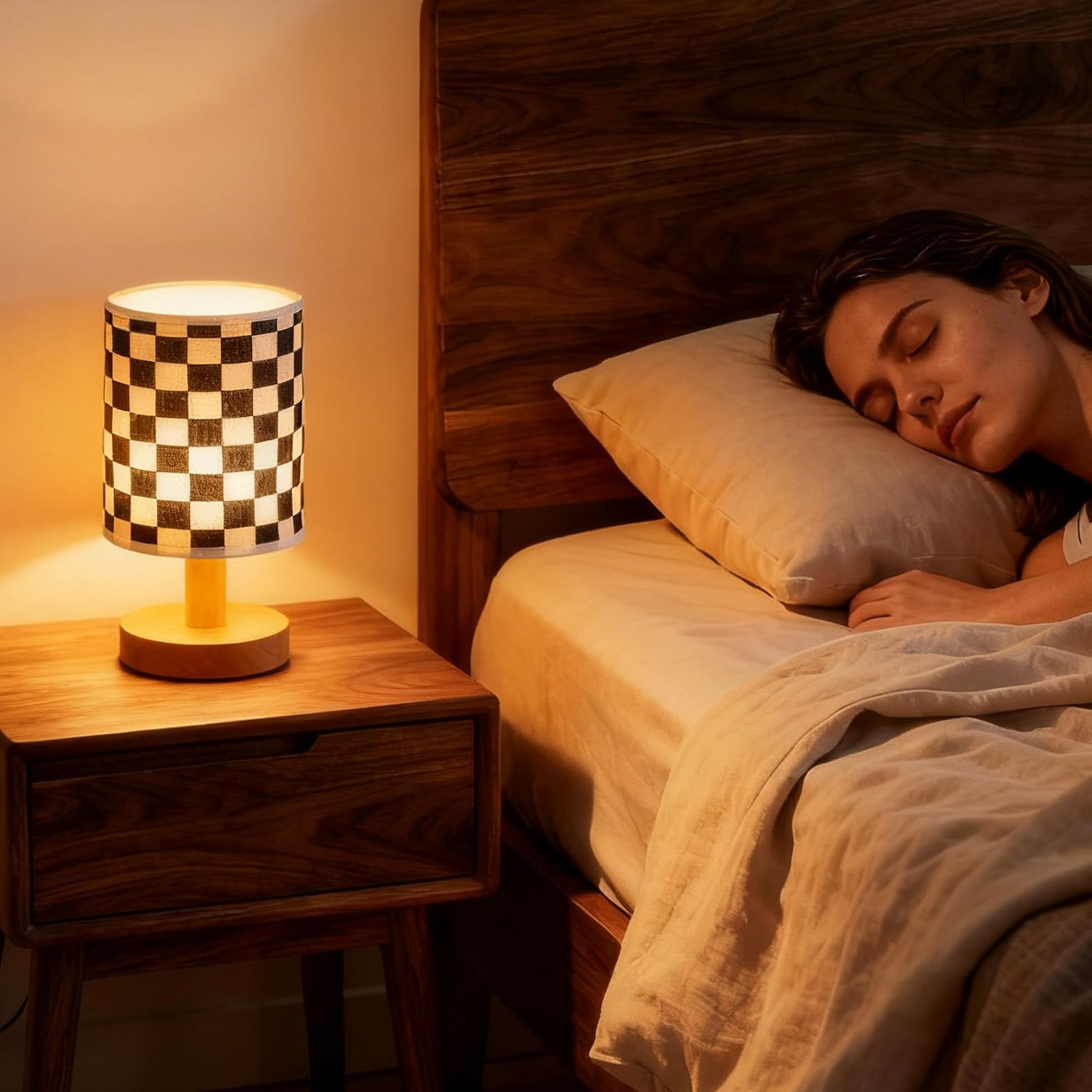 Baquler black white checkered lamp brightens rooms with playful decor