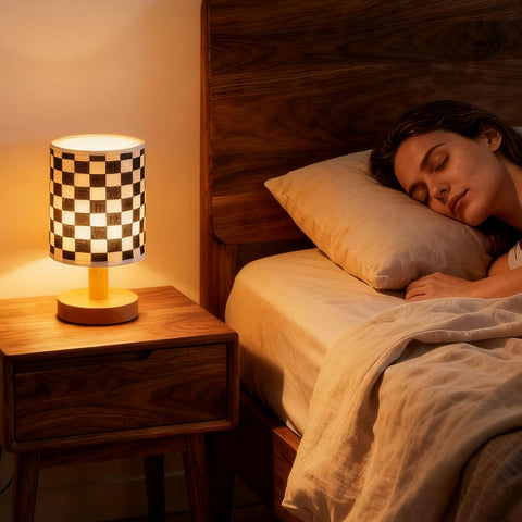 Baquler black white checkered lamp brightens rooms with playful decor