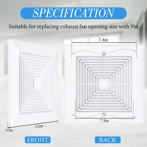 Baquler ceiling or wall mount vent cover with springs