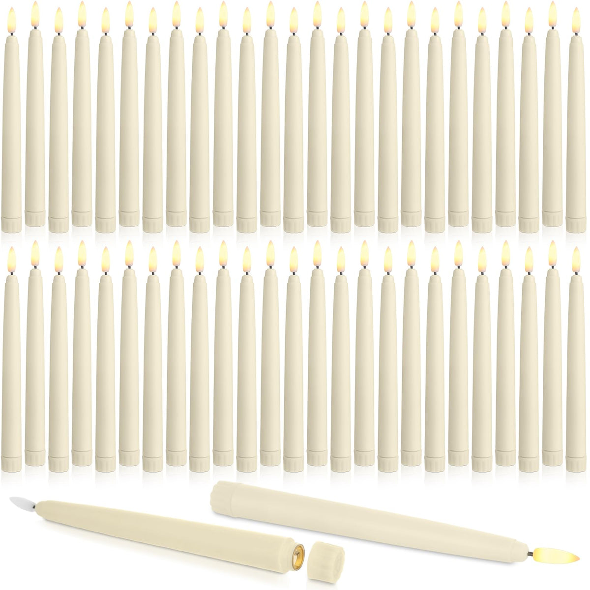 Baquler flameless ivory taper candle, 8.5 inches, ideal for elegant centerpieces.