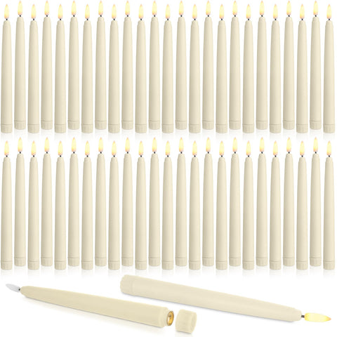 Baquler flameless ivory taper candle, 8.5 inches, ideal for elegant centerpieces.