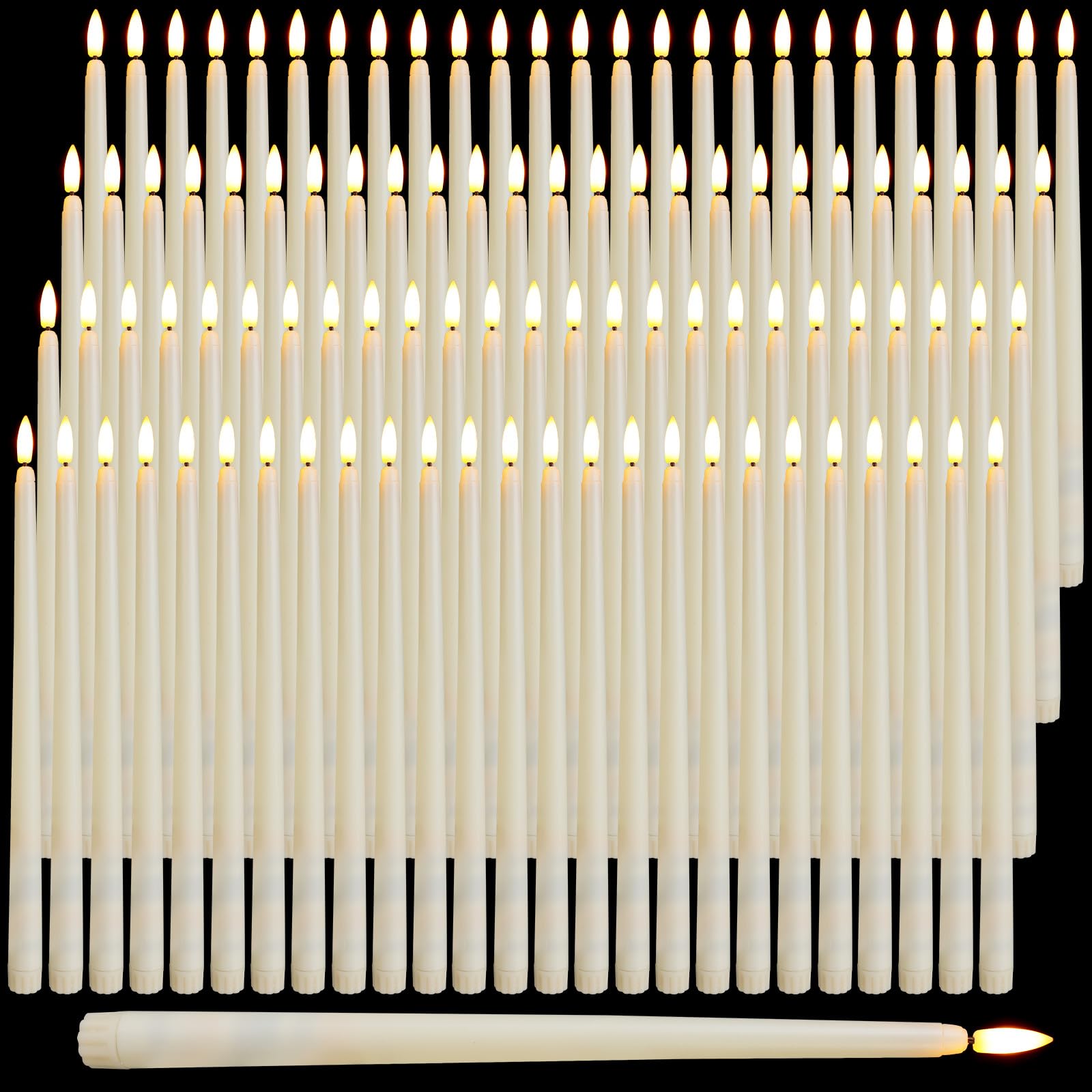 Baquler flameless taper candles in ivory with 12-4inch height for elegant table decor.