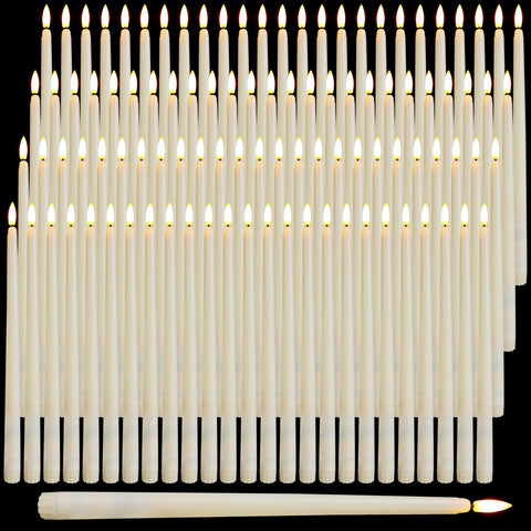 Baquler flameless taper candles in ivory with 12-4inch height for elegant table decor.