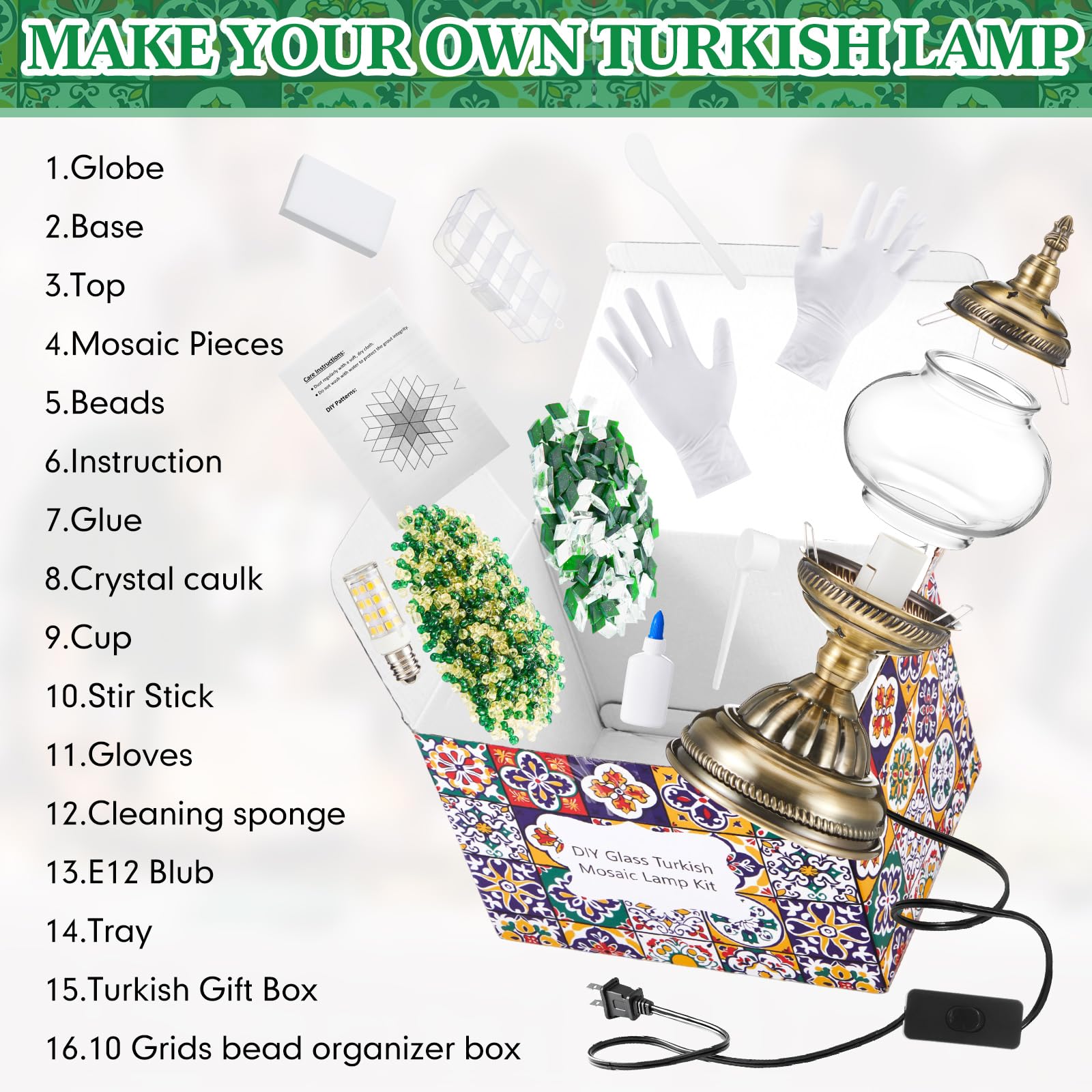 Baquler glue and gloves for clean, mess free mosaic assembly