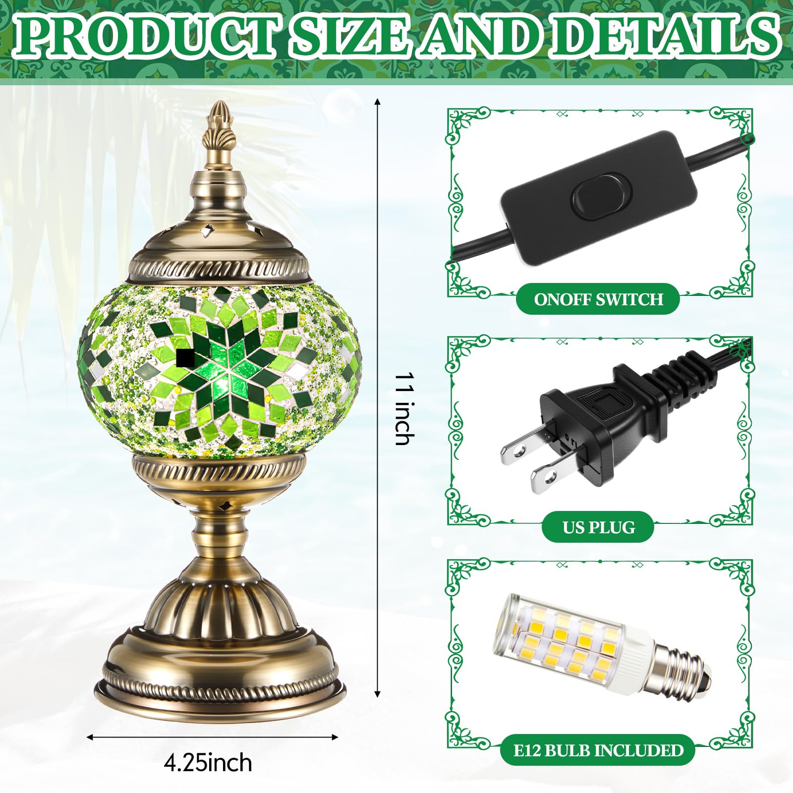 Baquler green mosaic pieces closeup highlights vibrant, safe pre polished glass for design