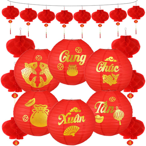 Baquler large round red lanterns for doorways and walls, vibrant Tet decor