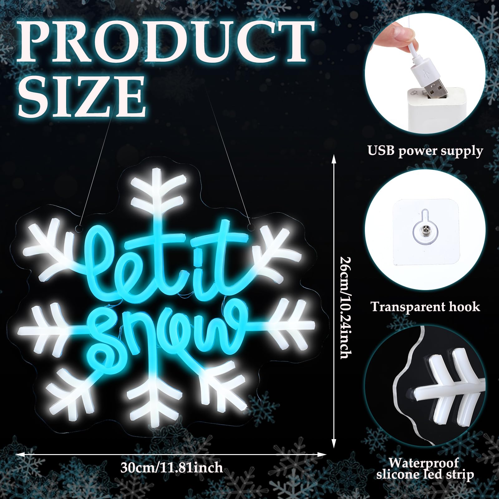 Baquler let it snow window decor neon sign enhances festive windows and shelves
