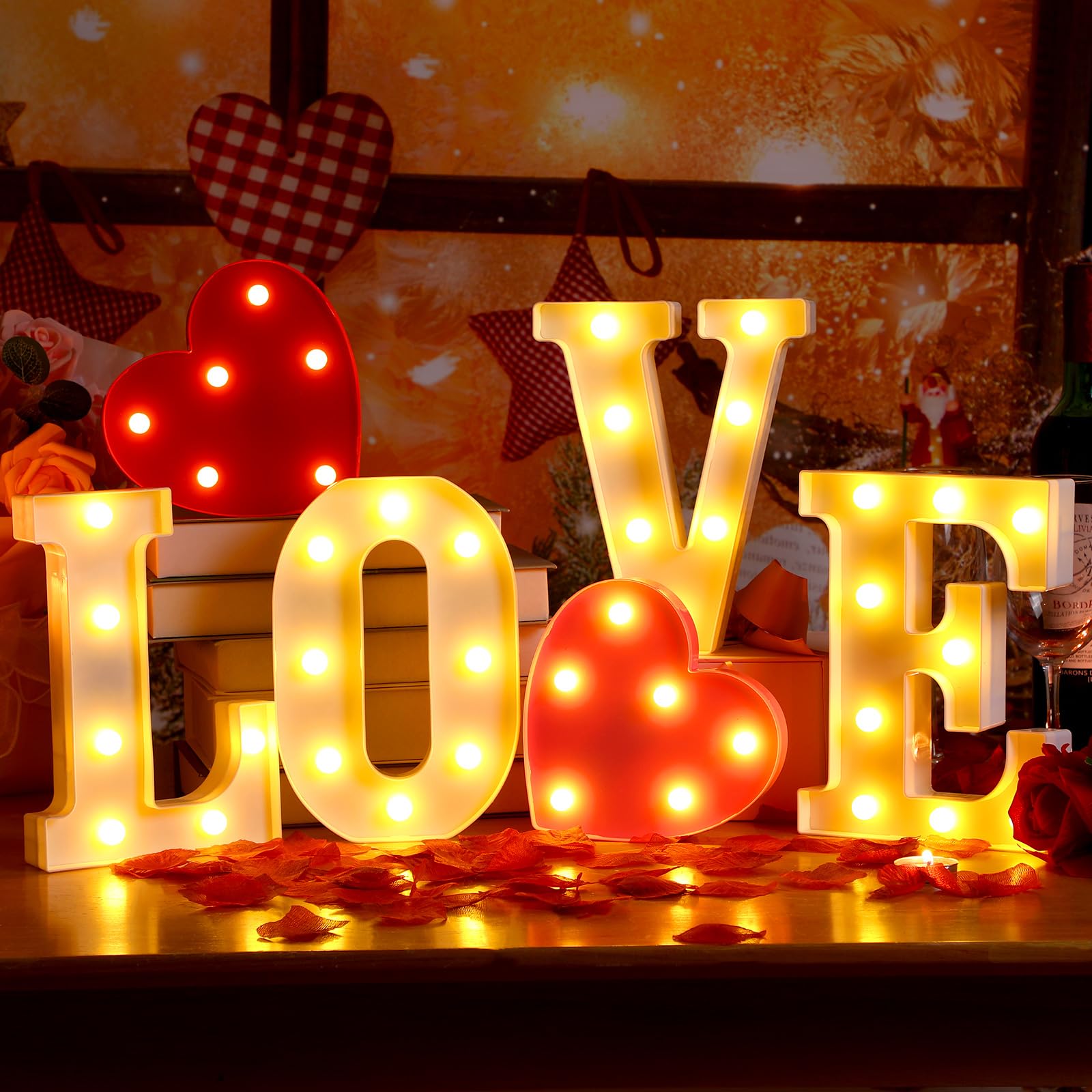 Baquler love lighted marquee letters wall decor with warm glow for romantic spaces.