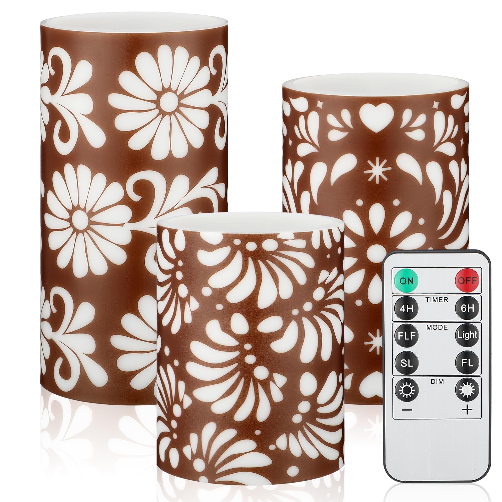 Baquler Mexican Barro flameless candles with remote for safe, warm ambiance.