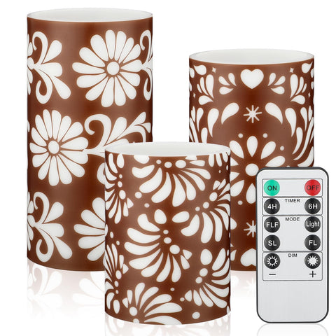 Baquler Mexican Barro flameless candles with remote for safe, warm ambiance.