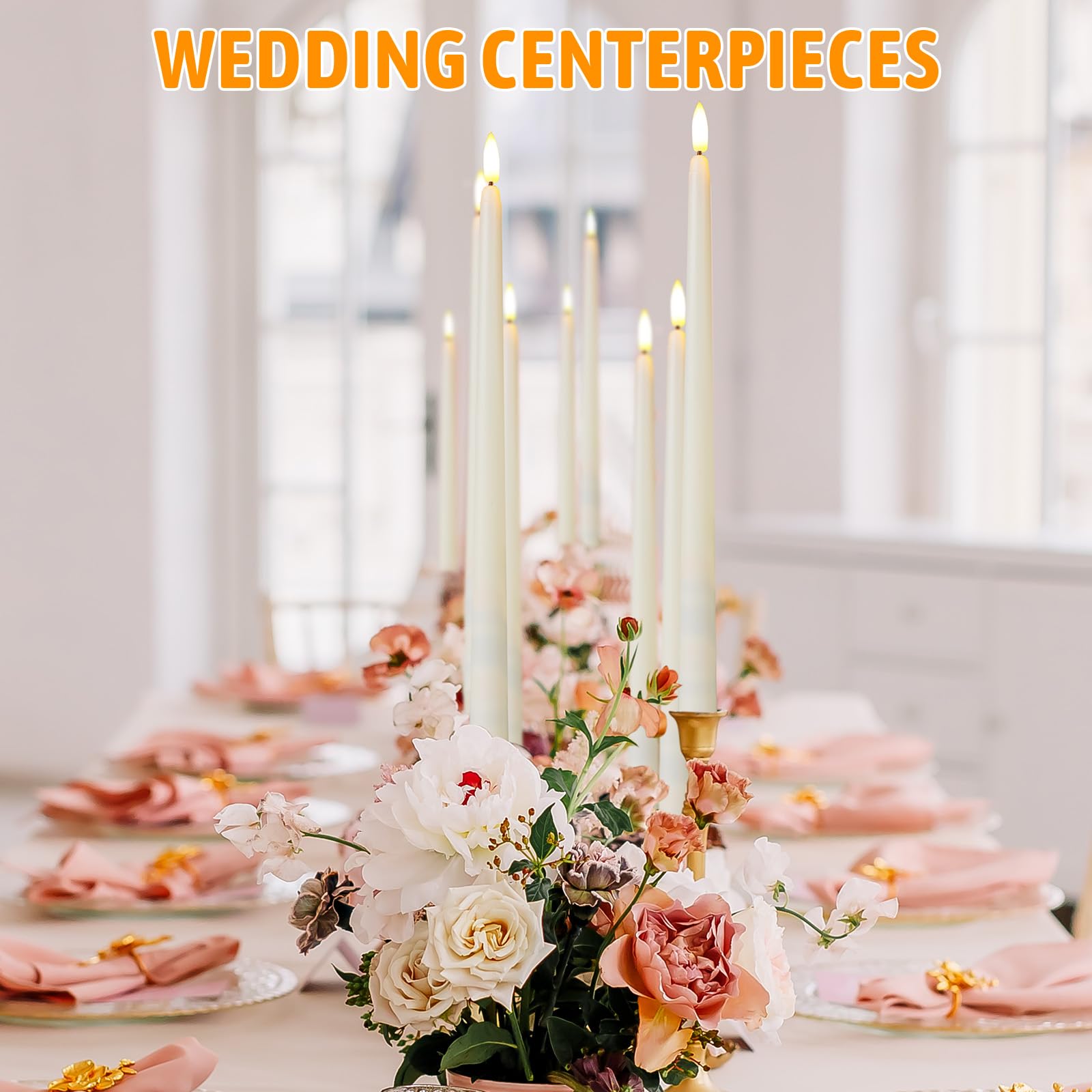 Baquler party and holiday centerpieces glow with warm, inviting candlelight.