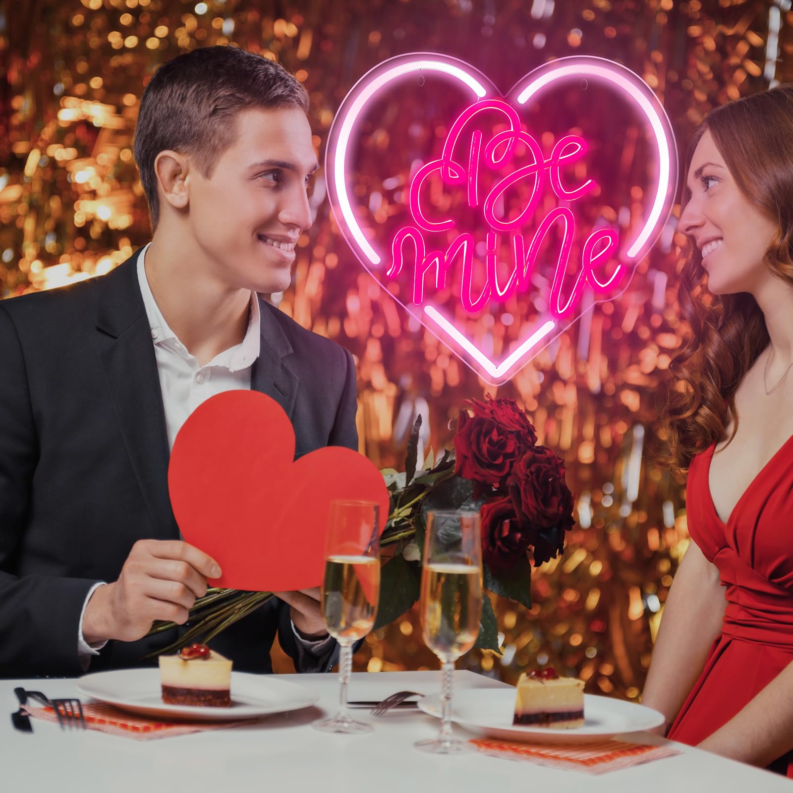 Baquler Pink heart neon sign, an ideal gift idea for anniversaries.