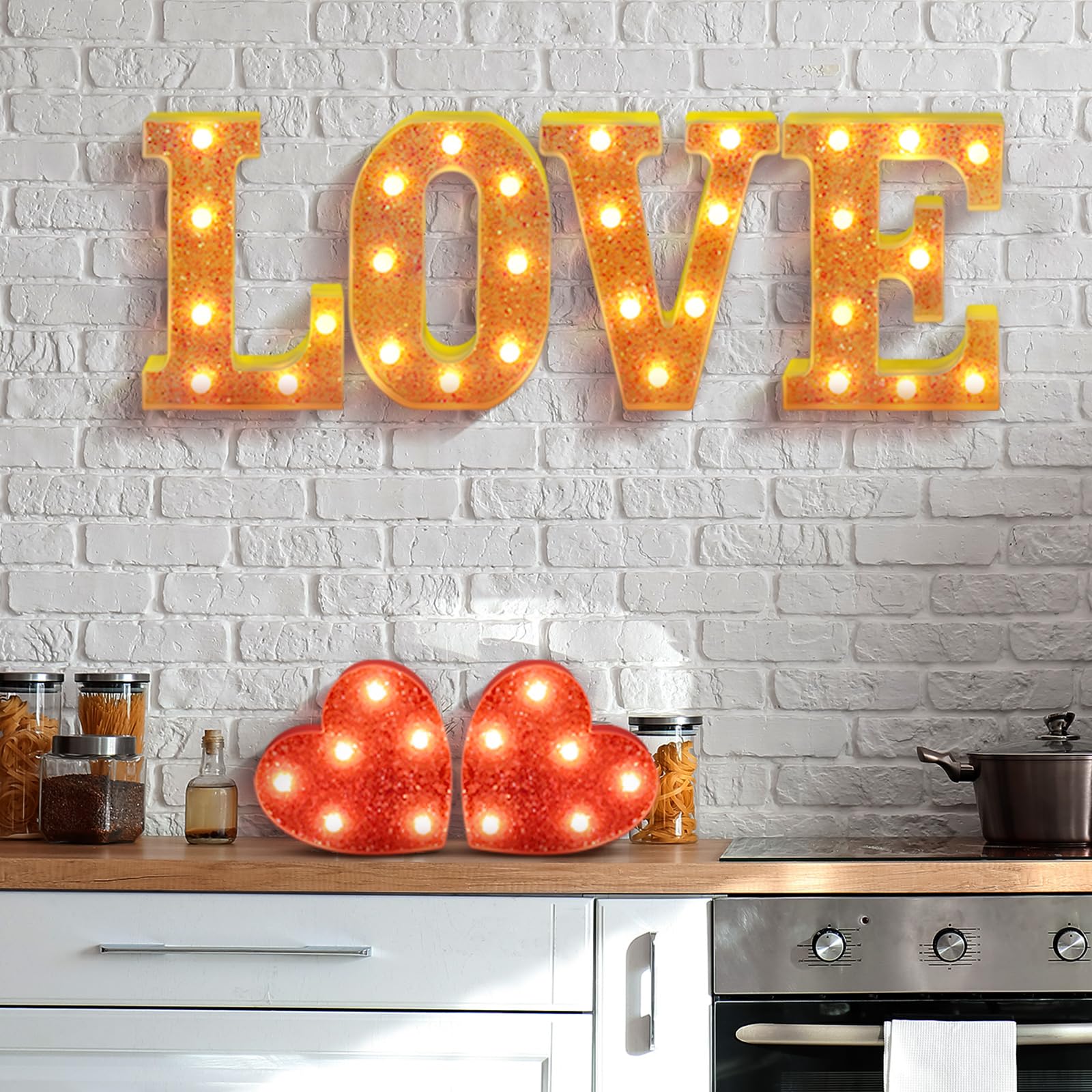 Baquler pink Love Sign wall mount shown in chic room setup