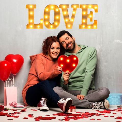 Baquler romantic night mood booster with warm white LED letters.