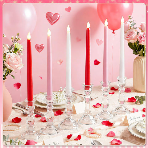 Baquler wedding table setup with flameless tapered candles