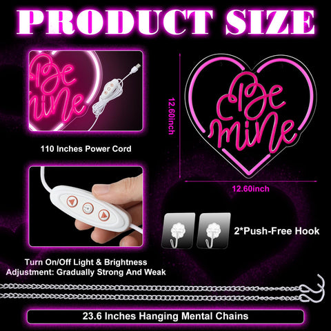 Baquler Be Mine neon sign USB powered for easy table or wall decor.