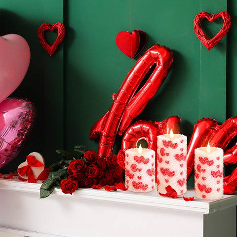 Baquler Valentine table centerpiece setup brings warm ambiance year-round.