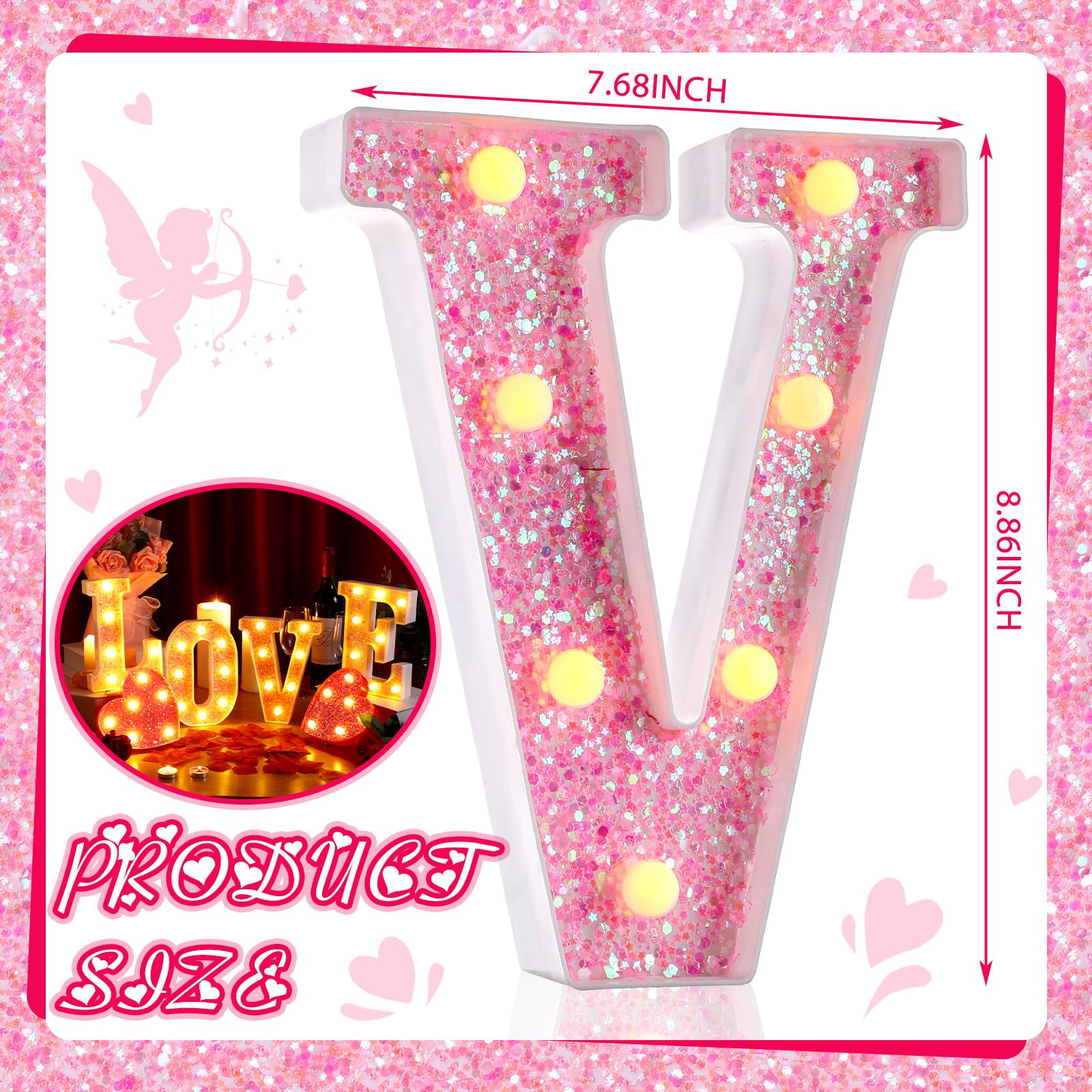 Baquler Valentine Love Letters close up illuminated with warm light