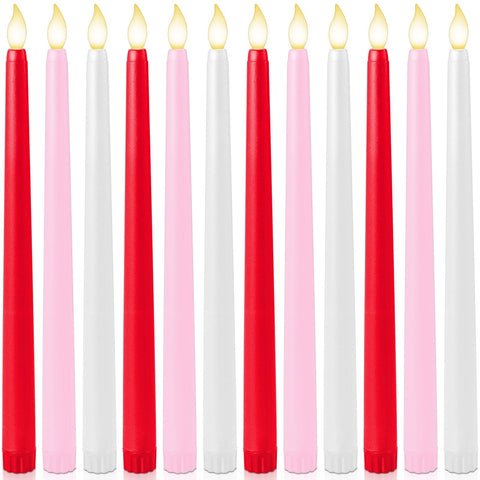 Baquler valentines flameless taper red 11in adds warm romance to dinner tables.