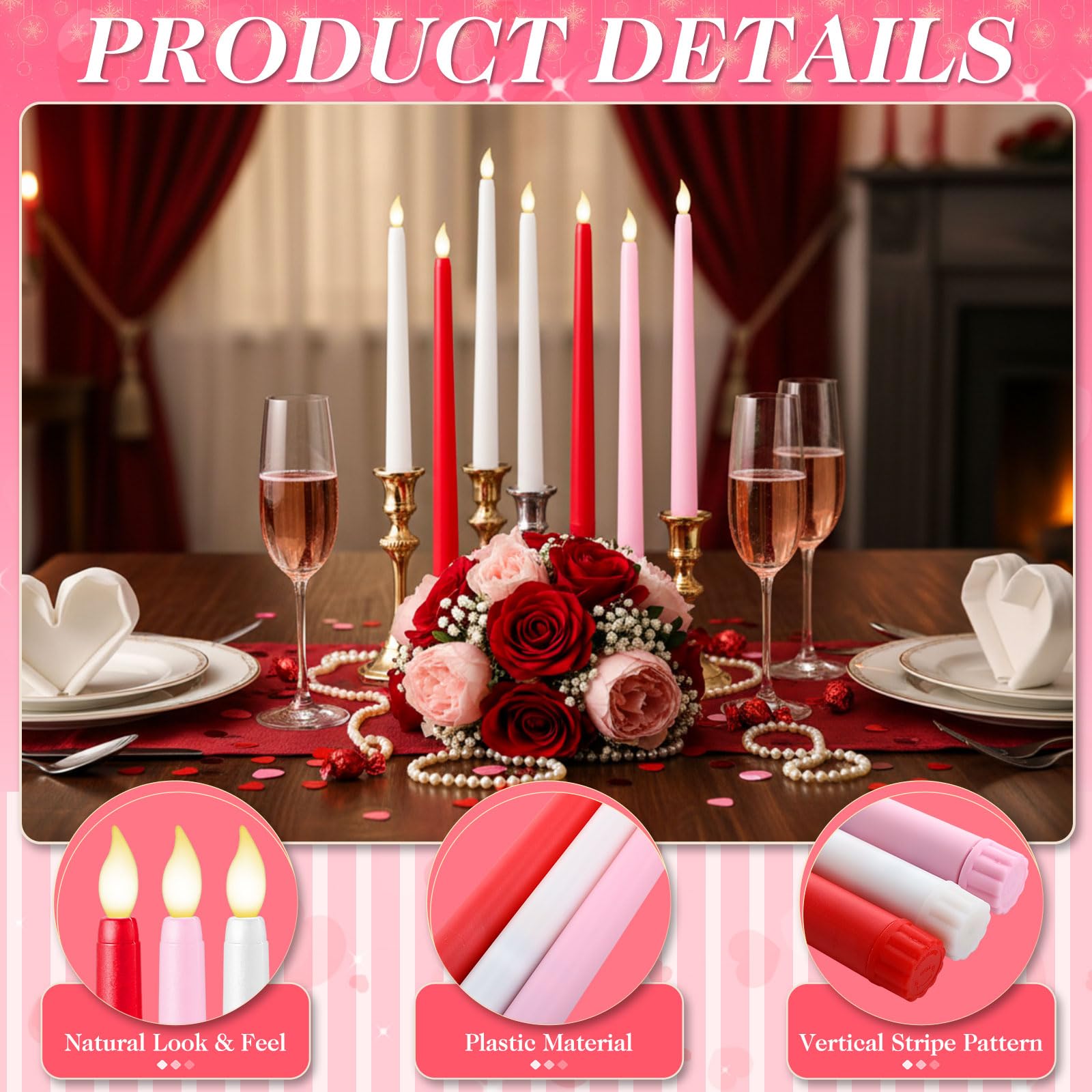 Baquler valentines flameless taper white 11in enhances elegant wedding centerpieces.