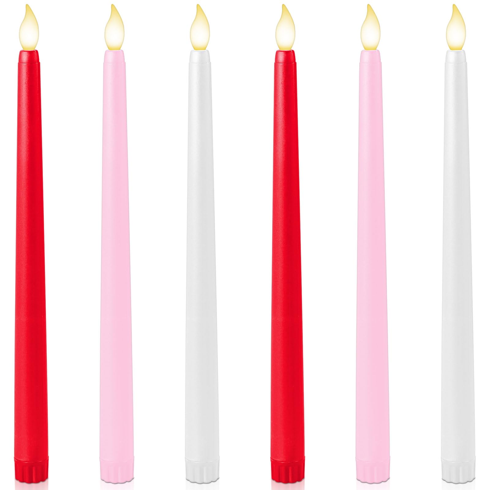Baquler red flameless taper candle lighting a romantic table centerpiece