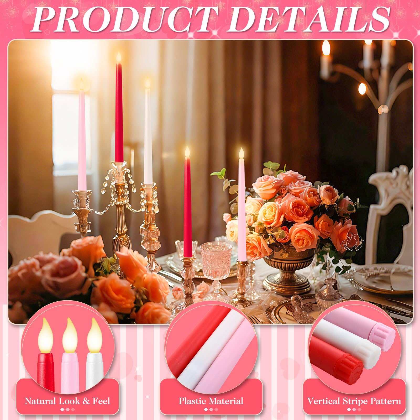 Baquler white flameless taper candle adds elegant, safe lighting