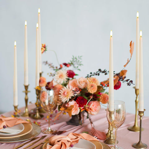 Baquler wedding decor candles provide safe, wind-resistant illumination for ceremony tables.