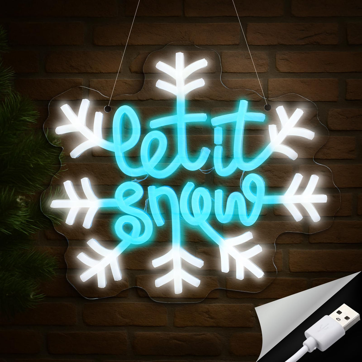 Baquler winter snowflake LED neon sign 10inch lights up cozy spaces with winter vibes