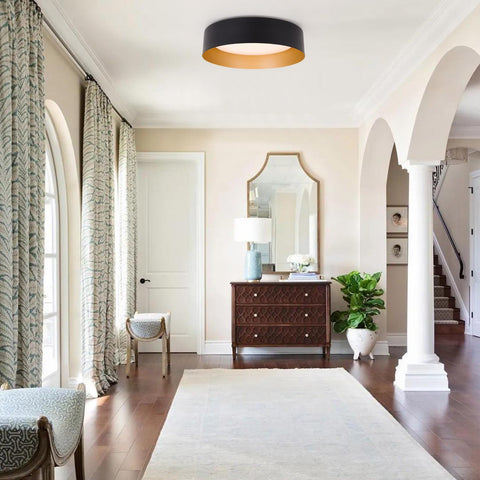 Bargeni LED flush mount with integrated LEDs, no bulb replacements needed.