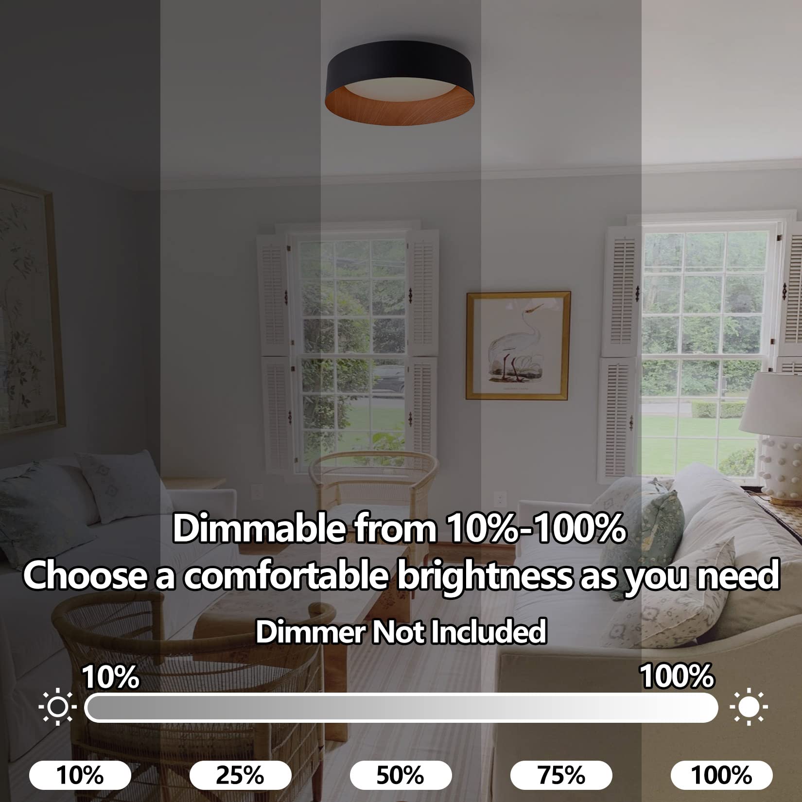 Fully dimmable LED design compatible with standard dimmers for mood control.