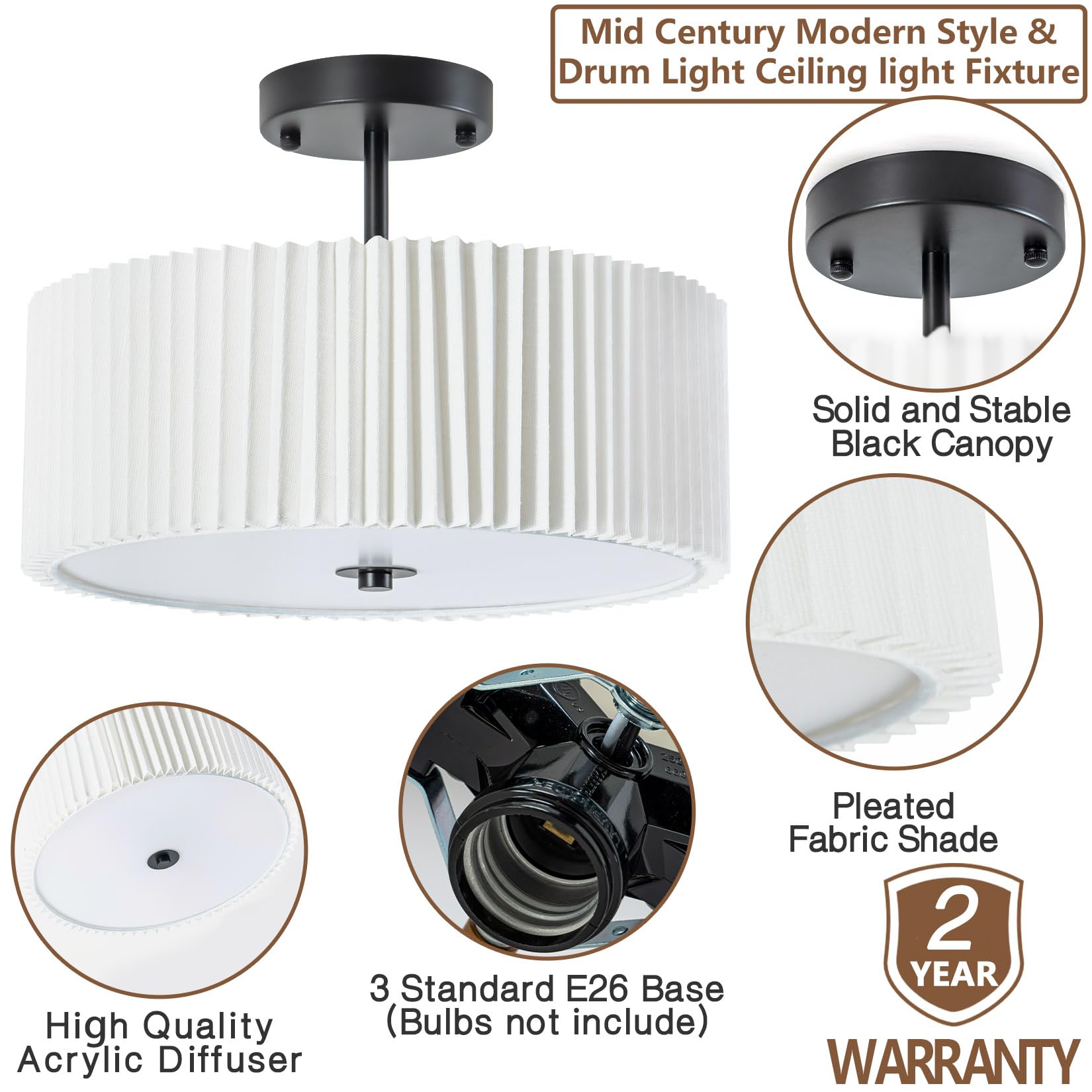 Bargeni semi flush mount ceiling installation view for easy setup.